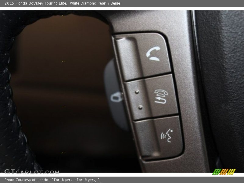White Diamond Pearl / Beige 2015 Honda Odyssey Touring Elite