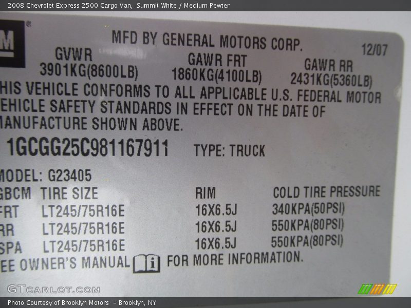 Summit White / Medium Pewter 2008 Chevrolet Express 2500 Cargo Van