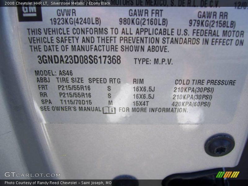 Silverstone Metallic / Ebony Black 2008 Chevrolet HHR LT