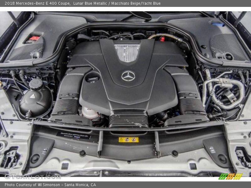 Lunar Blue Metallic / Macchiato Beige/Yacht Blue 2018 Mercedes-Benz E 400 Coupe