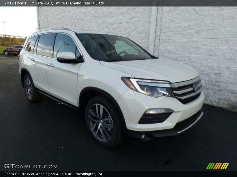 White Diamond Pearl / Black 2017 Honda Pilot Elite AWD