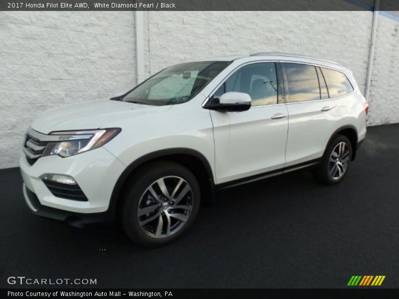 White Diamond Pearl / Black 2017 Honda Pilot Elite AWD