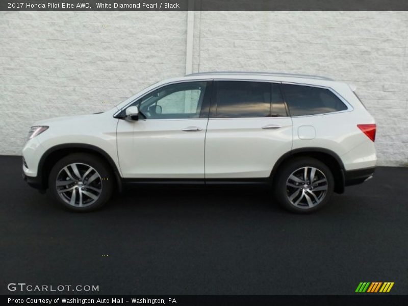 White Diamond Pearl / Black 2017 Honda Pilot Elite AWD