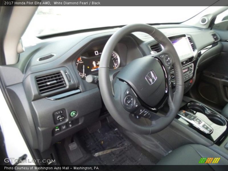 White Diamond Pearl / Black 2017 Honda Pilot Elite AWD