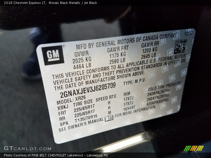 Mosaic Black Metallic / Jet Black 2018 Chevrolet Equinox LT