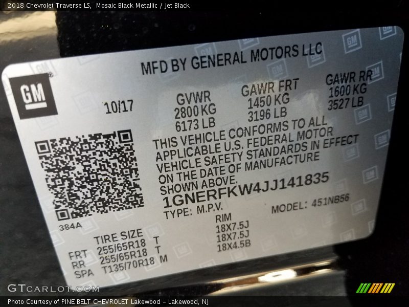 Mosaic Black Metallic / Jet Black 2018 Chevrolet Traverse LS