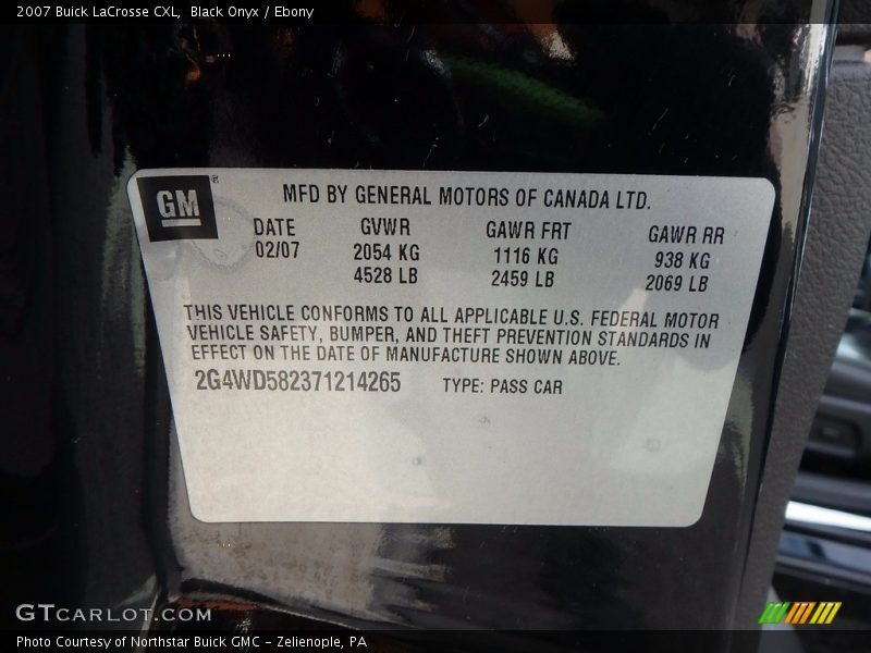 Black Onyx / Ebony 2007 Buick LaCrosse CXL