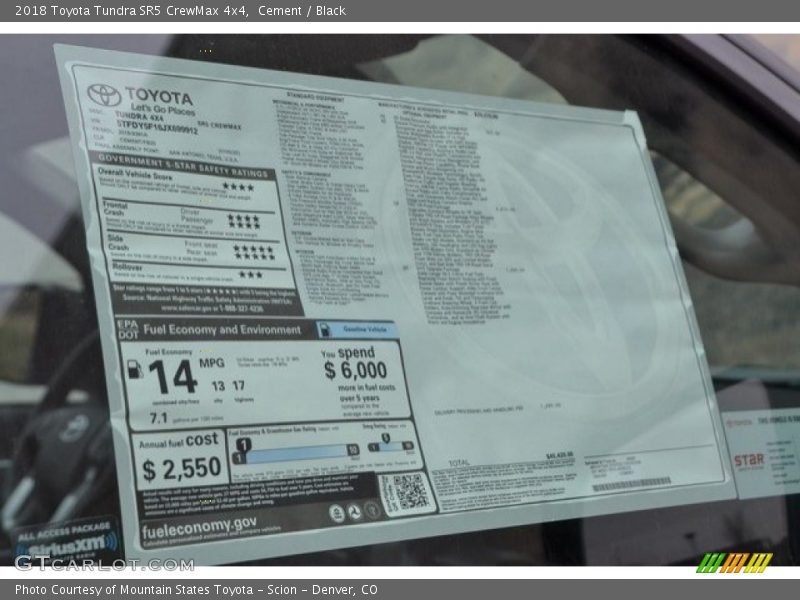 Cement / Black 2018 Toyota Tundra SR5 CrewMax 4x4