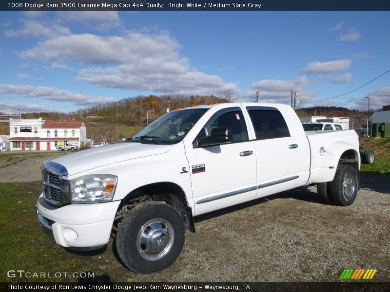 Bright White / Medium Slate Gray 2008 Dodge Ram 3500 Laramie Mega Cab 4x4 Dually