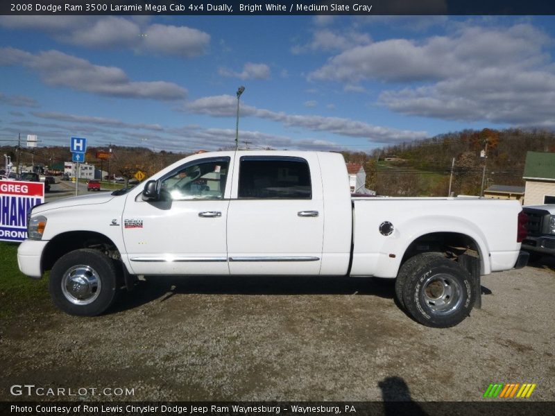 Bright White / Medium Slate Gray 2008 Dodge Ram 3500 Laramie Mega Cab 4x4 Dually