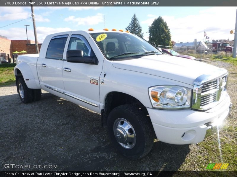 Bright White / Medium Slate Gray 2008 Dodge Ram 3500 Laramie Mega Cab 4x4 Dually