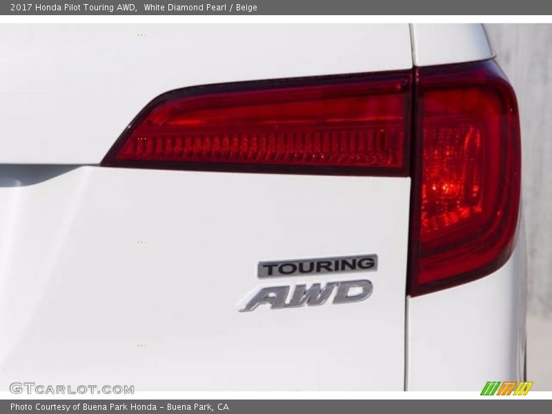 White Diamond Pearl / Beige 2017 Honda Pilot Touring AWD