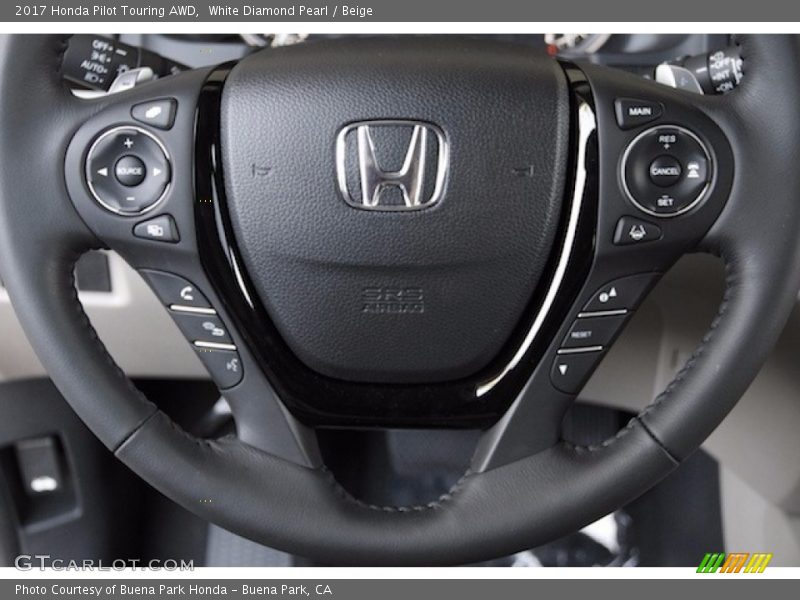 White Diamond Pearl / Beige 2017 Honda Pilot Touring AWD