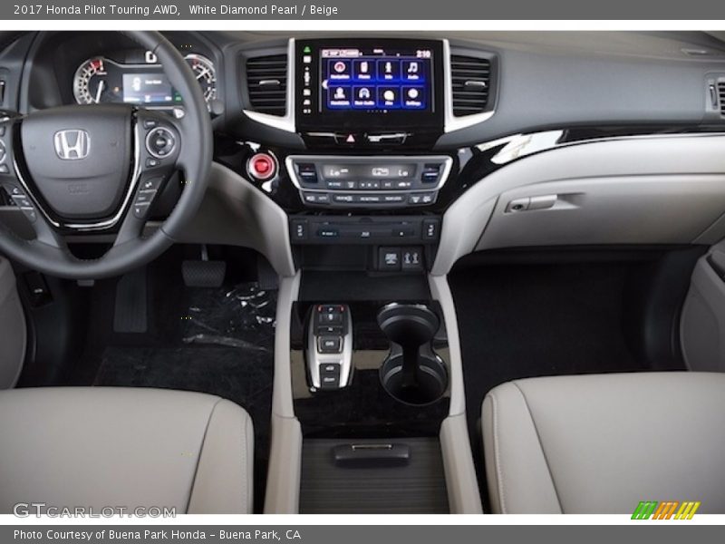 White Diamond Pearl / Beige 2017 Honda Pilot Touring AWD