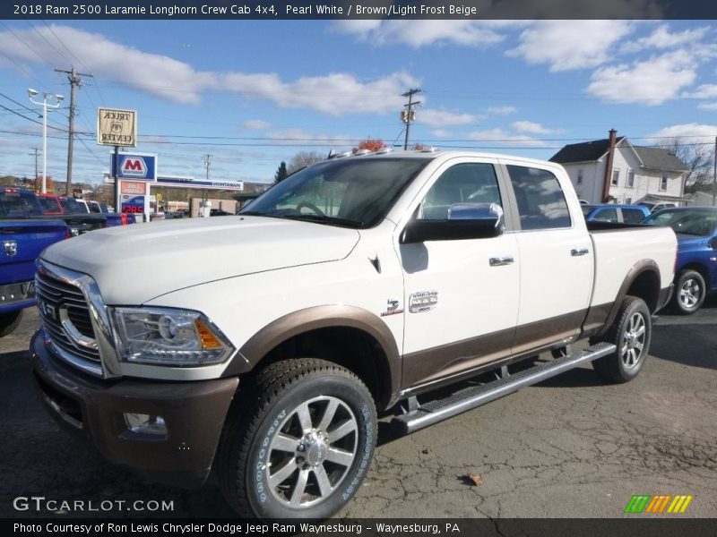Pearl White / Brown/Light Frost Beige 2018 Ram 2500 Laramie Longhorn Crew Cab 4x4