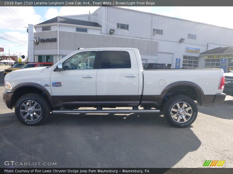 Pearl White / Brown/Light Frost Beige 2018 Ram 2500 Laramie Longhorn Crew Cab 4x4