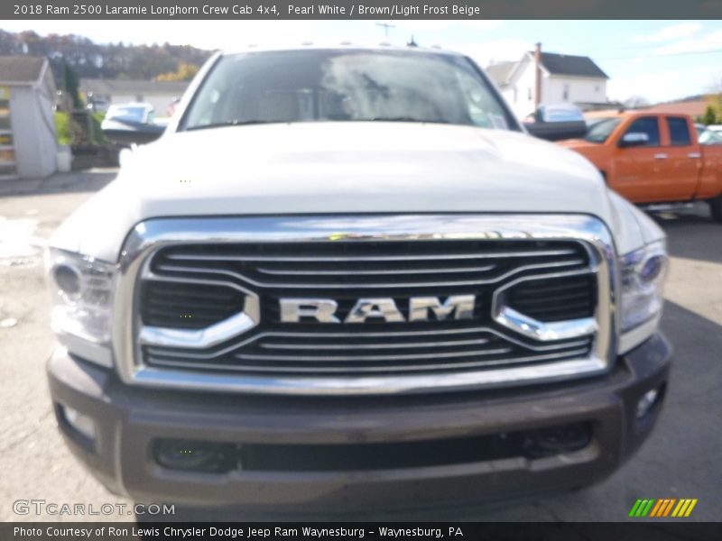 Pearl White / Brown/Light Frost Beige 2018 Ram 2500 Laramie Longhorn Crew Cab 4x4