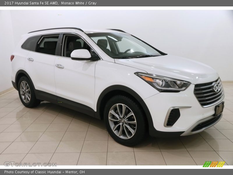 Monaco White / Gray 2017 Hyundai Santa Fe SE AWD