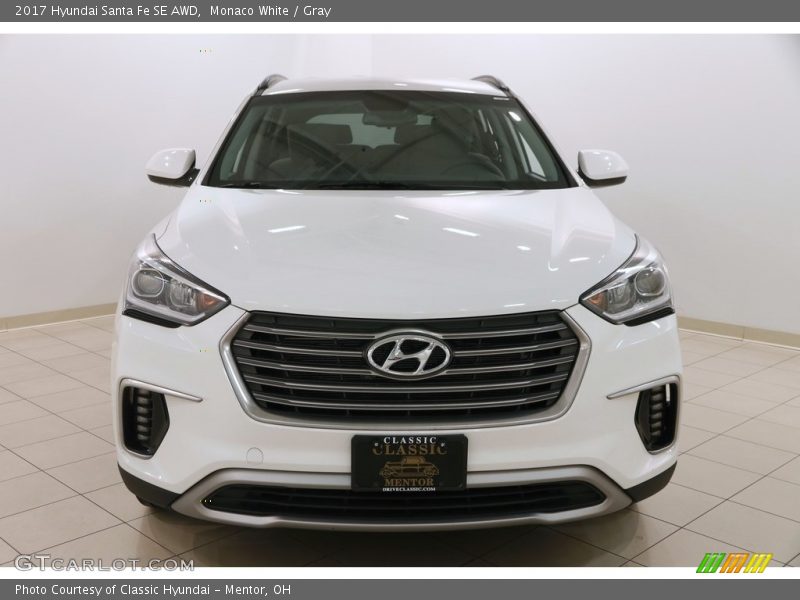 Monaco White / Gray 2017 Hyundai Santa Fe SE AWD