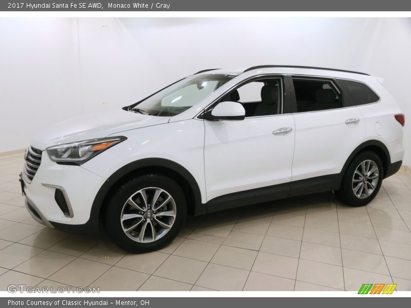 Monaco White / Gray 2017 Hyundai Santa Fe SE AWD