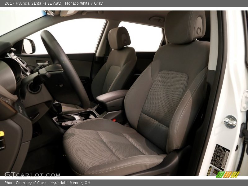 Monaco White / Gray 2017 Hyundai Santa Fe SE AWD