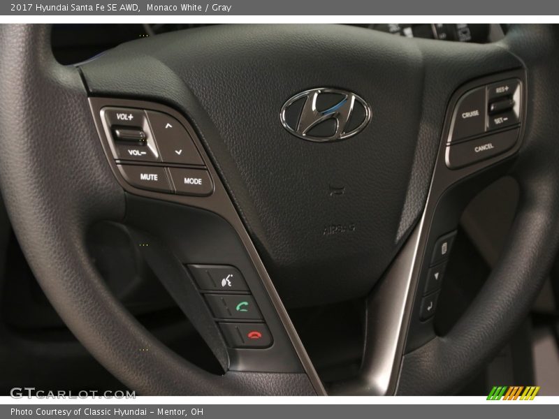 Monaco White / Gray 2017 Hyundai Santa Fe SE AWD