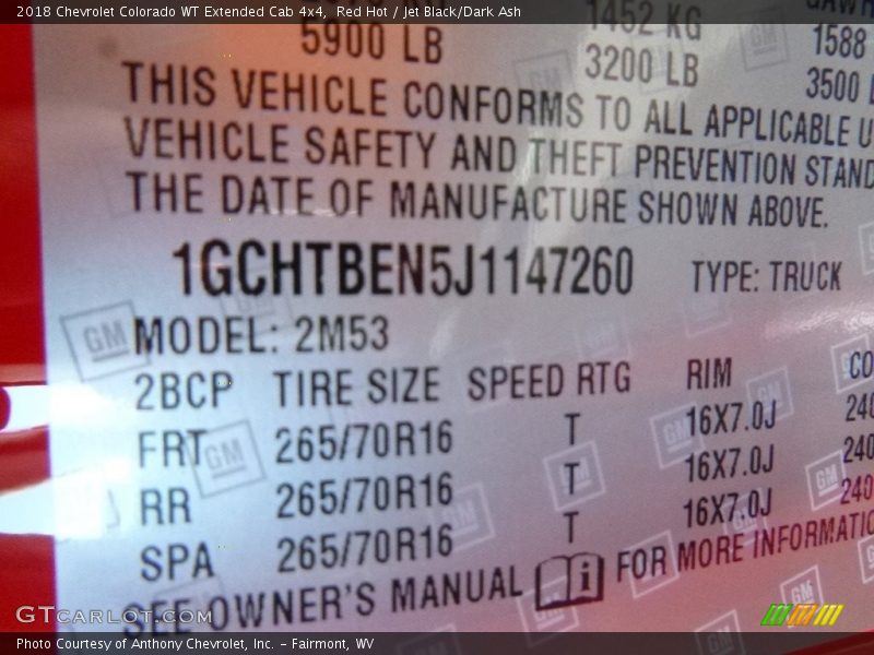 Red Hot / Jet Black/Dark Ash 2018 Chevrolet Colorado WT Extended Cab 4x4