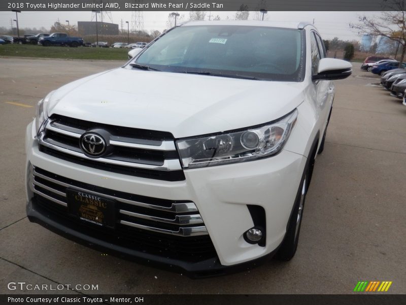 Blizzard White Pearl / Saddle Tan 2018 Toyota Highlander Limited AWD