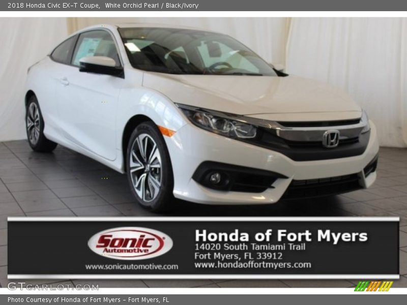White Orchid Pearl / Black/Ivory 2018 Honda Civic EX-T Coupe