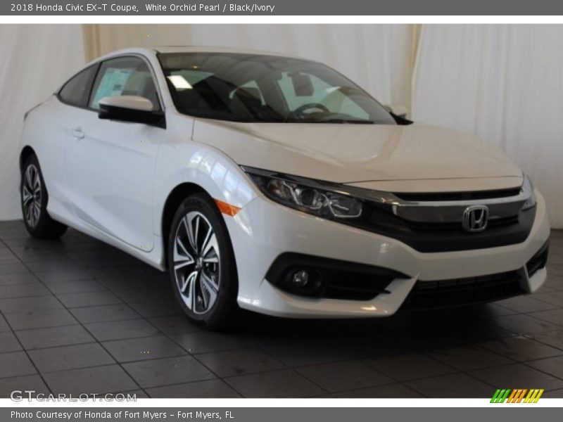 White Orchid Pearl / Black/Ivory 2018 Honda Civic EX-T Coupe