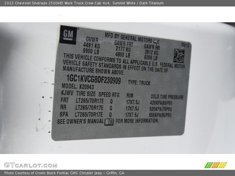 Summit White / Dark Titanium 2013 Chevrolet Silverado 2500HD Work Truck Crew Cab 4x4
