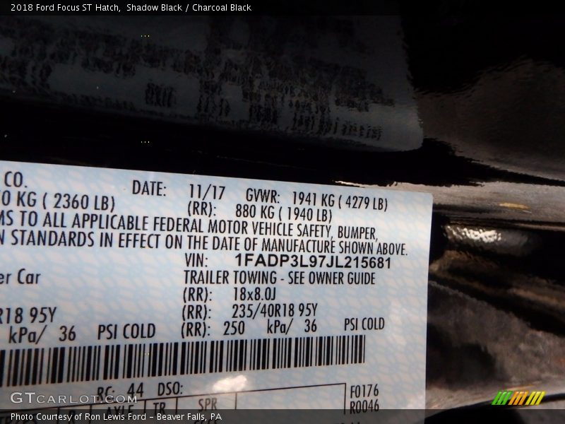 Shadow Black / Charcoal Black 2018 Ford Focus ST Hatch