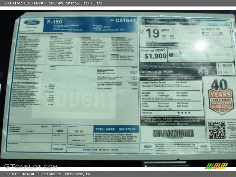 Shadow Black / Black 2018 Ford F150 Lariat SuperCrew