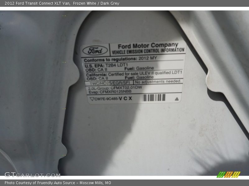 Frozen White / Dark Grey 2012 Ford Transit Connect XLT Van