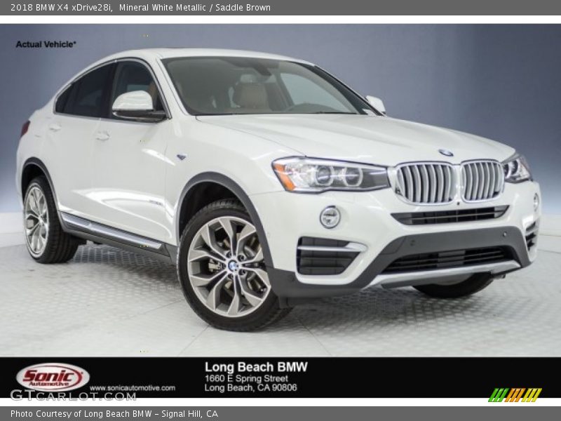 Mineral White Metallic / Saddle Brown 2018 BMW X4 xDrive28i