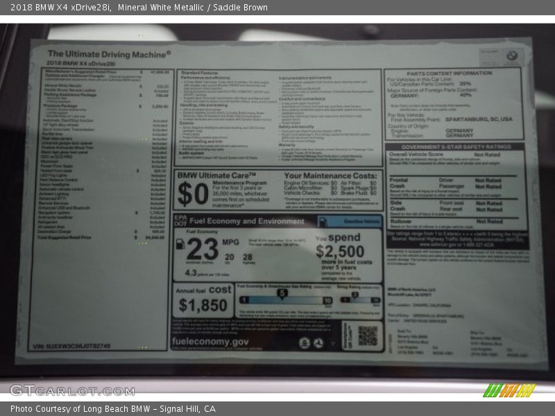 Mineral White Metallic / Saddle Brown 2018 BMW X4 xDrive28i