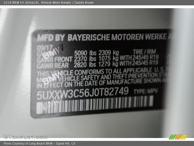 Mineral White Metallic / Saddle Brown 2018 BMW X4 xDrive28i