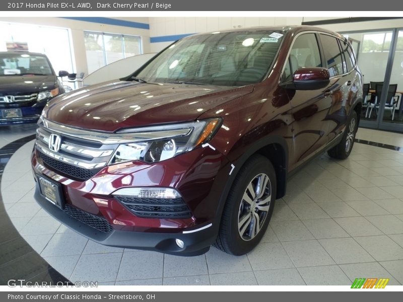 Dark Cherry Pearl / Beige 2017 Honda Pilot EX-L AWD