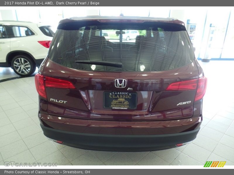 Dark Cherry Pearl / Beige 2017 Honda Pilot EX-L AWD