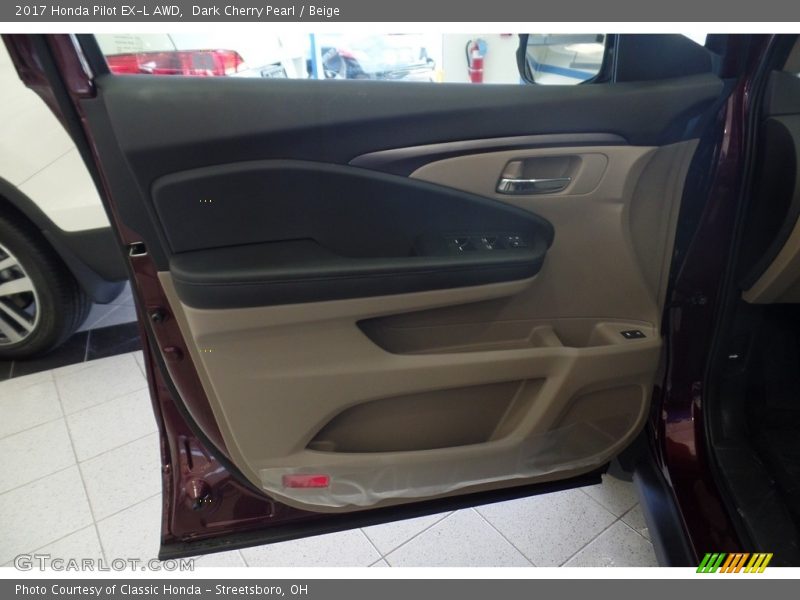 Dark Cherry Pearl / Beige 2017 Honda Pilot EX-L AWD