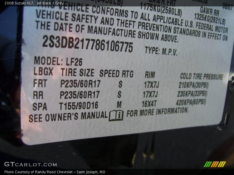 Jet Black / Grey 2008 Suzuki XL7