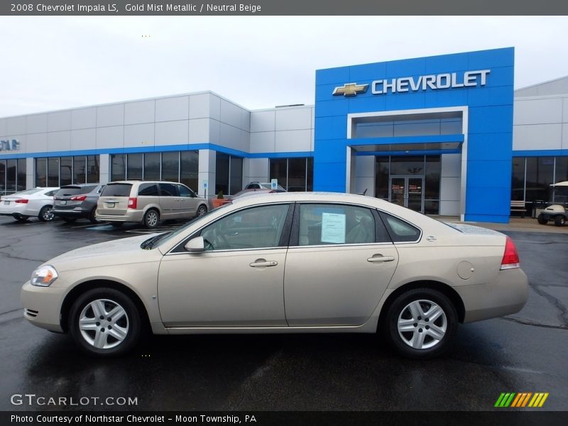 Gold Mist Metallic / Neutral Beige 2008 Chevrolet Impala LS