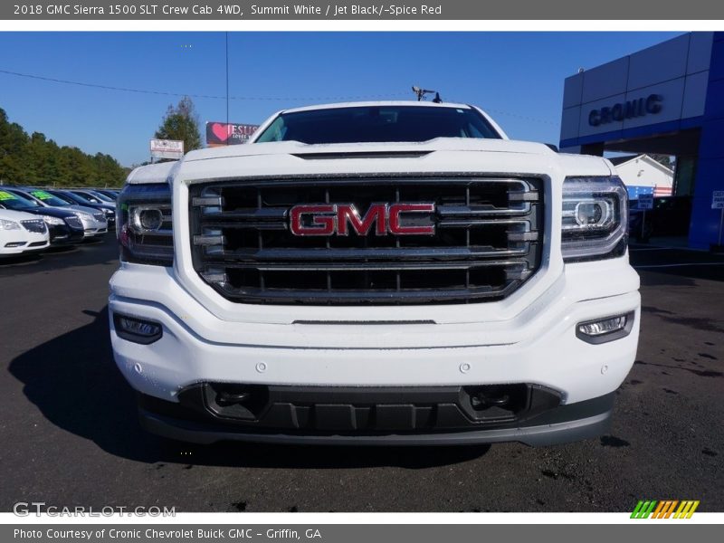 Summit White / Jet Black/­Spice Red 2018 GMC Sierra 1500 SLT Crew Cab 4WD
