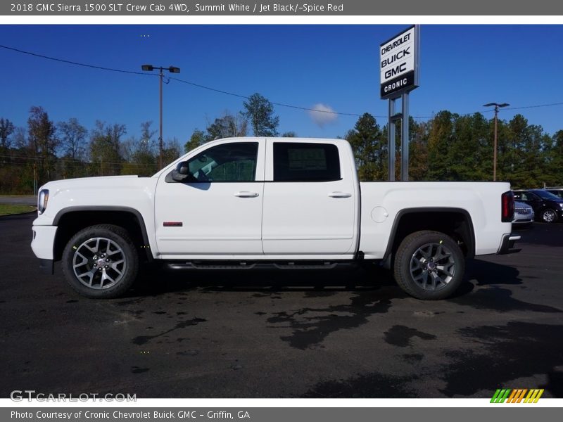 Summit White / Jet Black/­Spice Red 2018 GMC Sierra 1500 SLT Crew Cab 4WD
