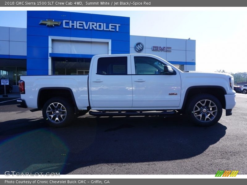 Summit White / Jet Black/­Spice Red 2018 GMC Sierra 1500 SLT Crew Cab 4WD