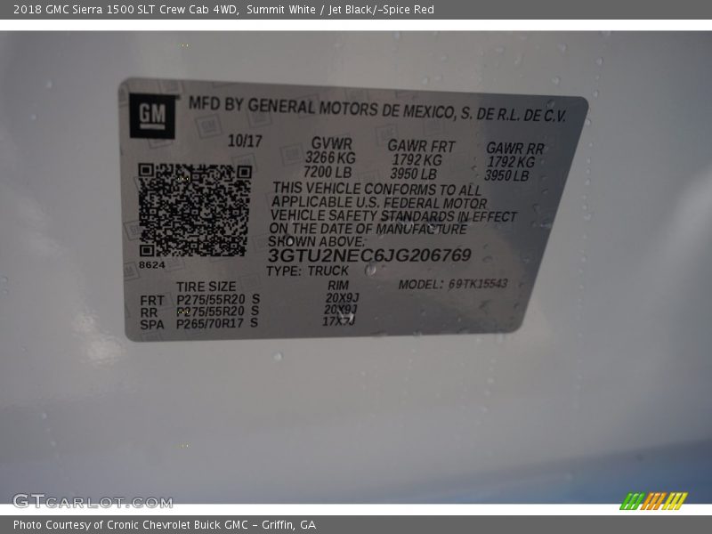 Summit White / Jet Black/­Spice Red 2018 GMC Sierra 1500 SLT Crew Cab 4WD