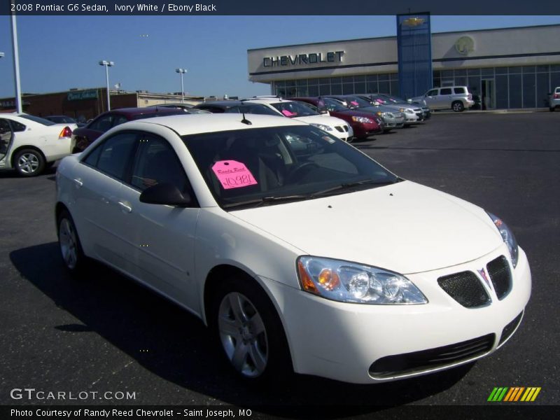 Ivory White / Ebony Black 2008 Pontiac G6 Sedan