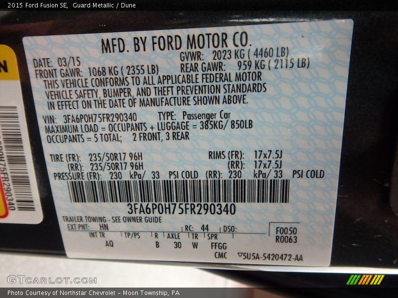 Guard Metallic / Dune 2015 Ford Fusion SE