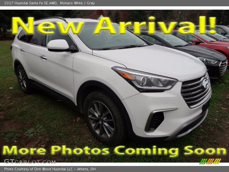 Monaco White / Gray 2017 Hyundai Santa Fe SE AWD