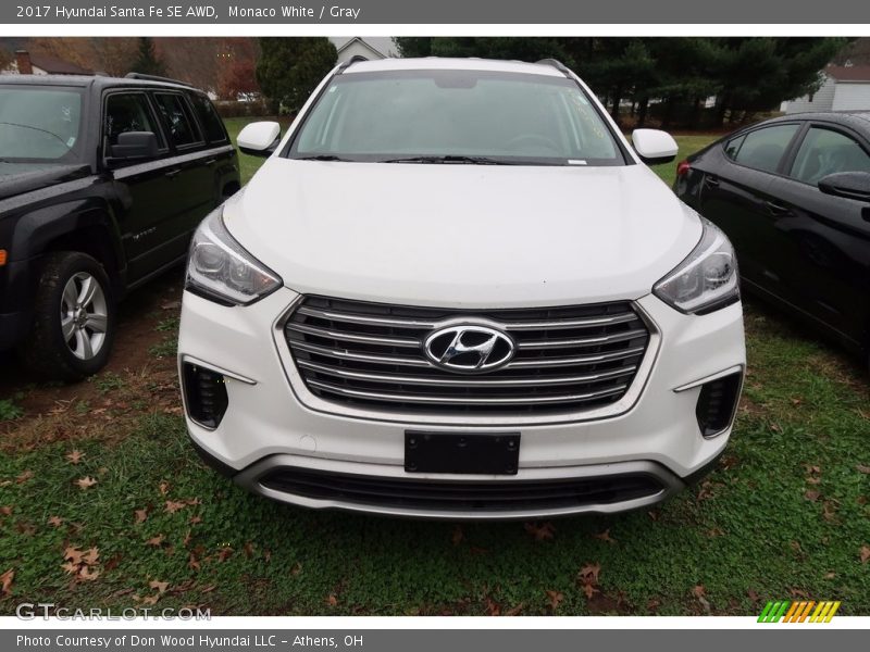 Monaco White / Gray 2017 Hyundai Santa Fe SE AWD